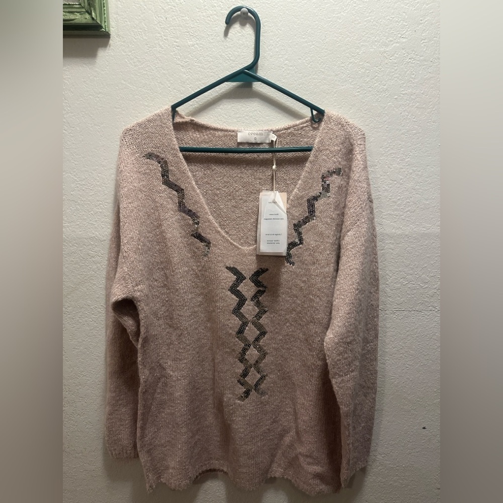 Pink Sweater with Sequins Design